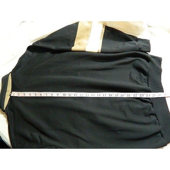 Classics by Palmland Mens Long Sleeve Polo Shirt Size Medium Black Tan & White - Picture 14 of 15